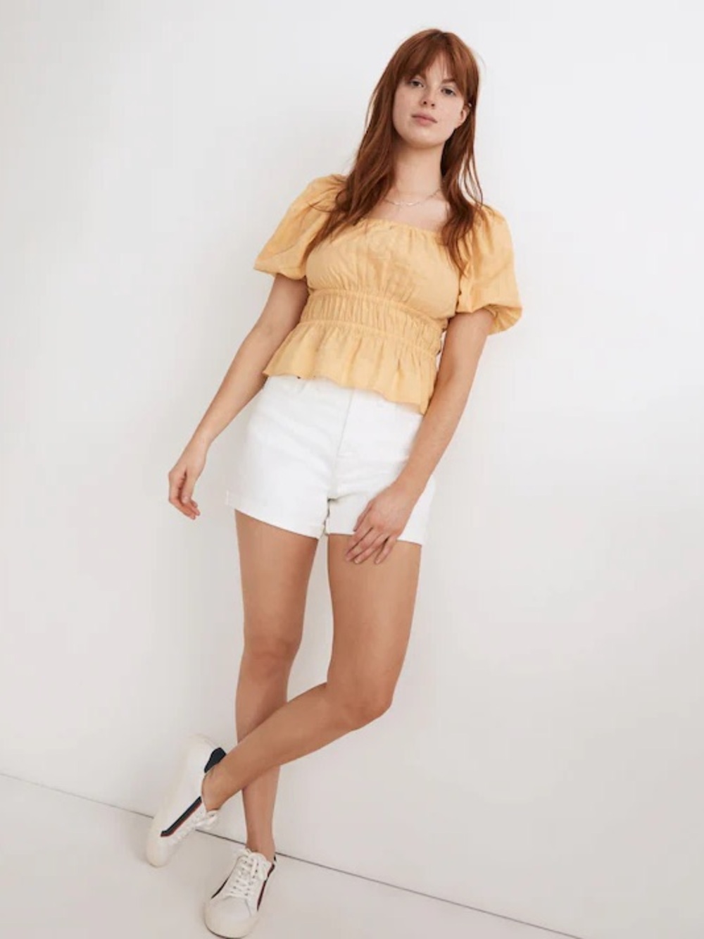 Madewell Curvy High-Rise Denim Shorts in Tile White